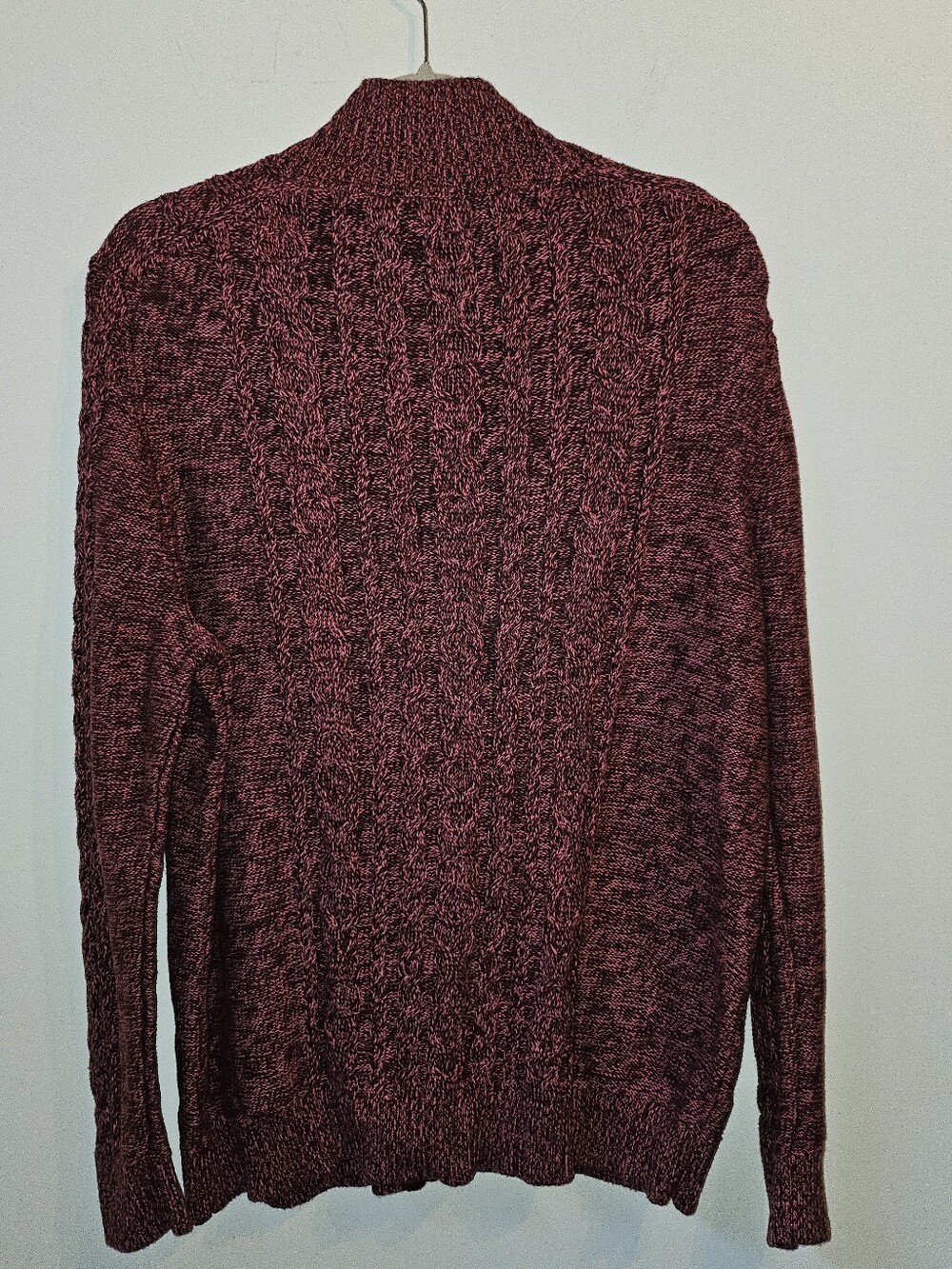 L.L.Bean Cable Knit Zip Up Sweater Dark Pink 2X 100% Cotton Casual - Picture 2 of 6